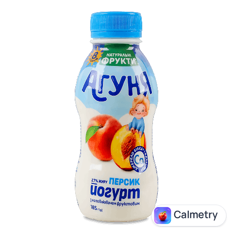 Йогурт «Агуня» персик з пробіо-вітамінами 2,7%, пляшка, 185г