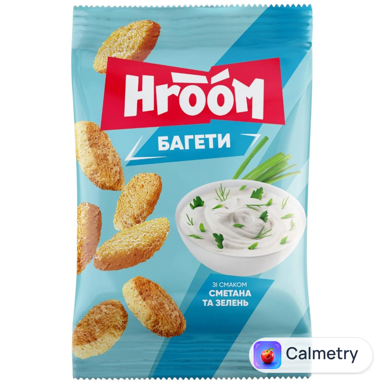 Сухарики Hroom! багетні зі смаком Сметана із зеленню 60г