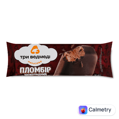 Морозиво Три ведмеді пломбір шоколадний у глазурі на паличці, 70г