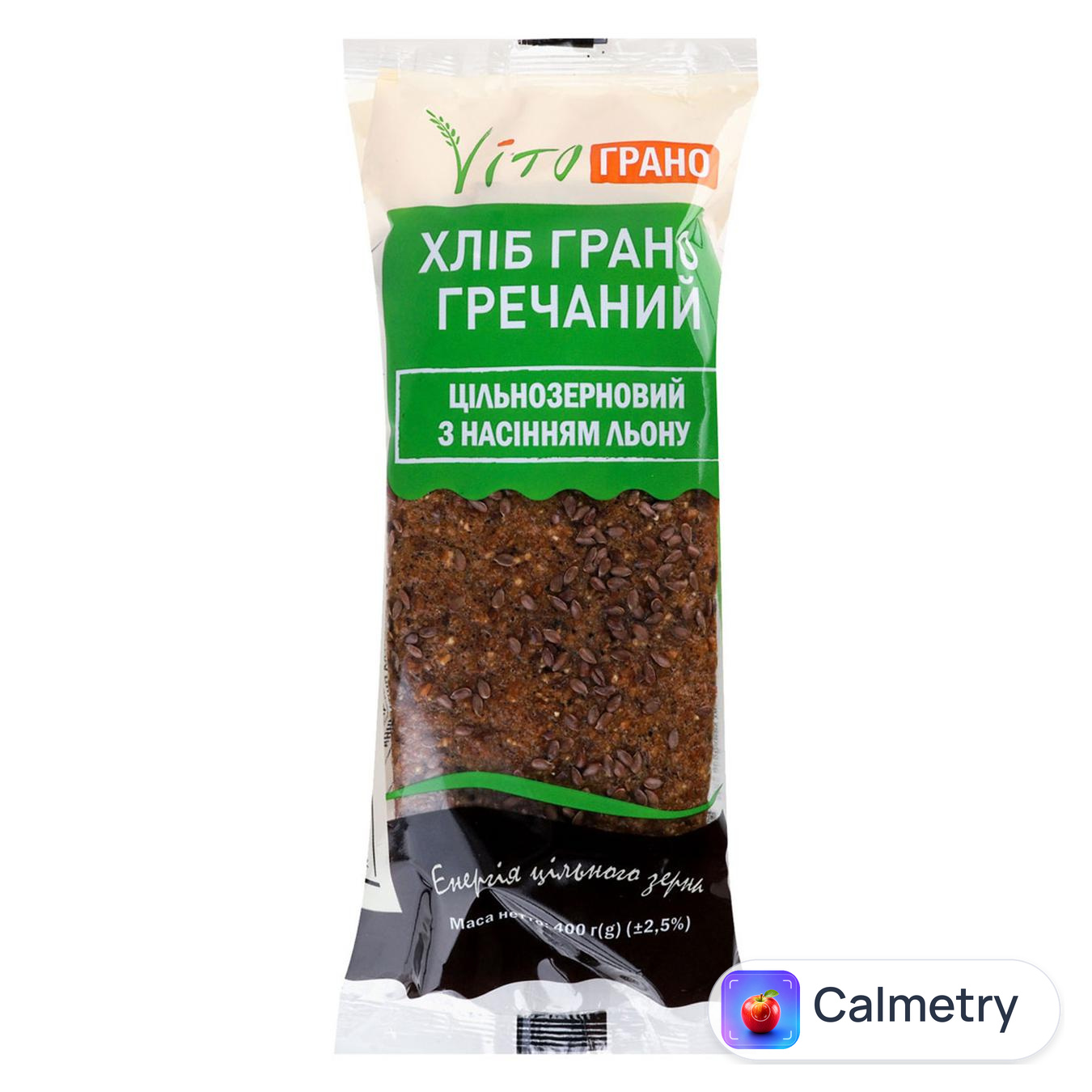 Хліб Vito Грано гречаний цільнозерновий з насінням льону 400г — фото продукту