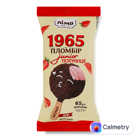 Морозиво Лімо 1965 Junior ескімо полуничне двошарове у шоколадній глазурі 12%, 65г