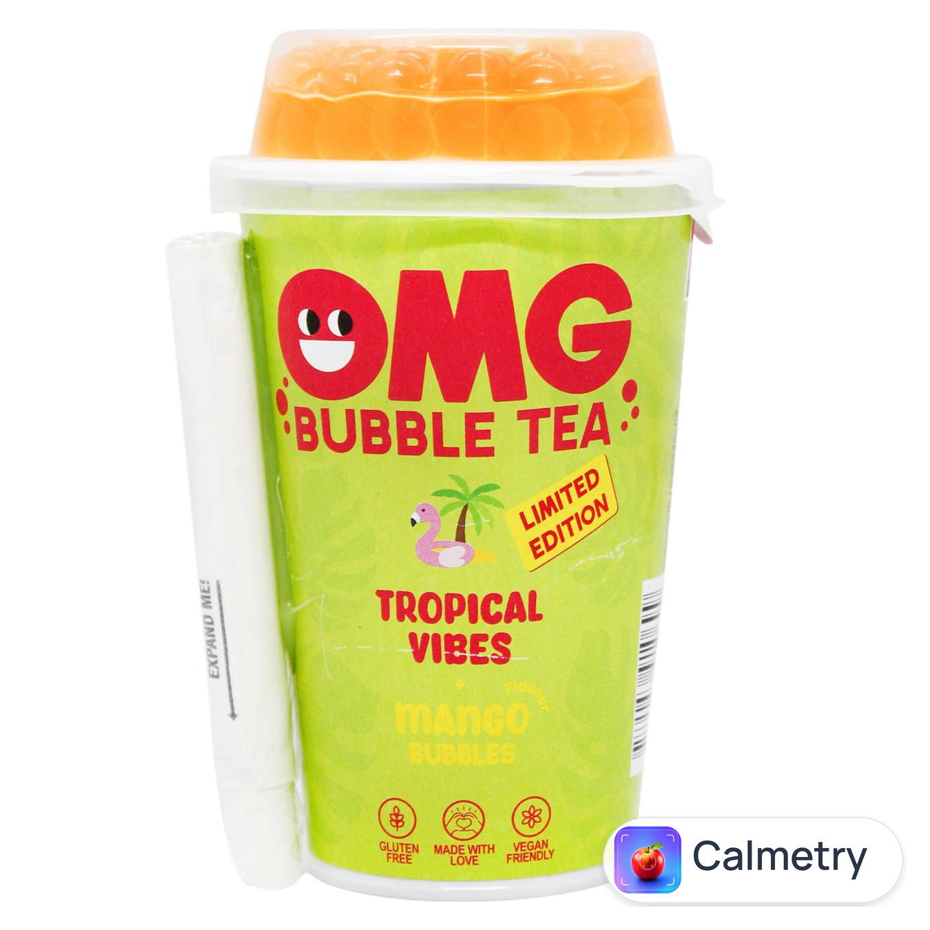 Чай холодний мате OMG Bubble Tea тропічні фрукти з кульками манго 265мл — фото продукту