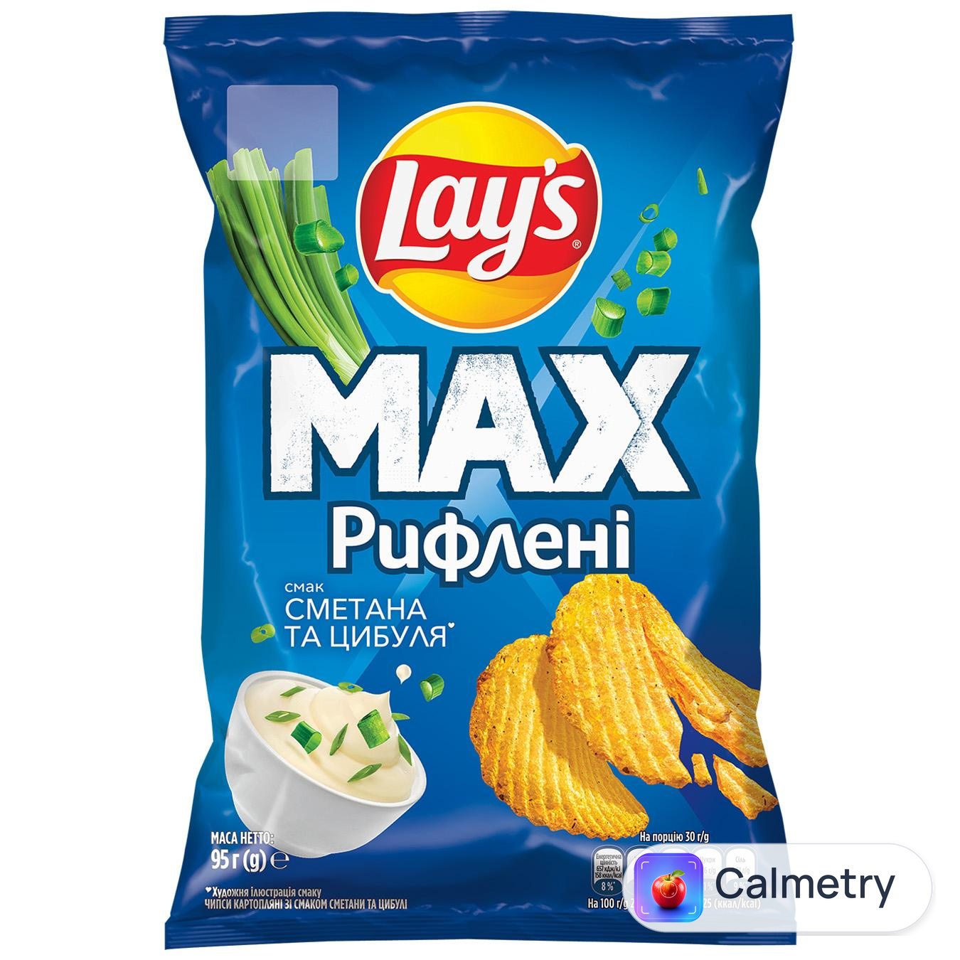 Чипси Lay's рифлені сметана та цибуля 95г
