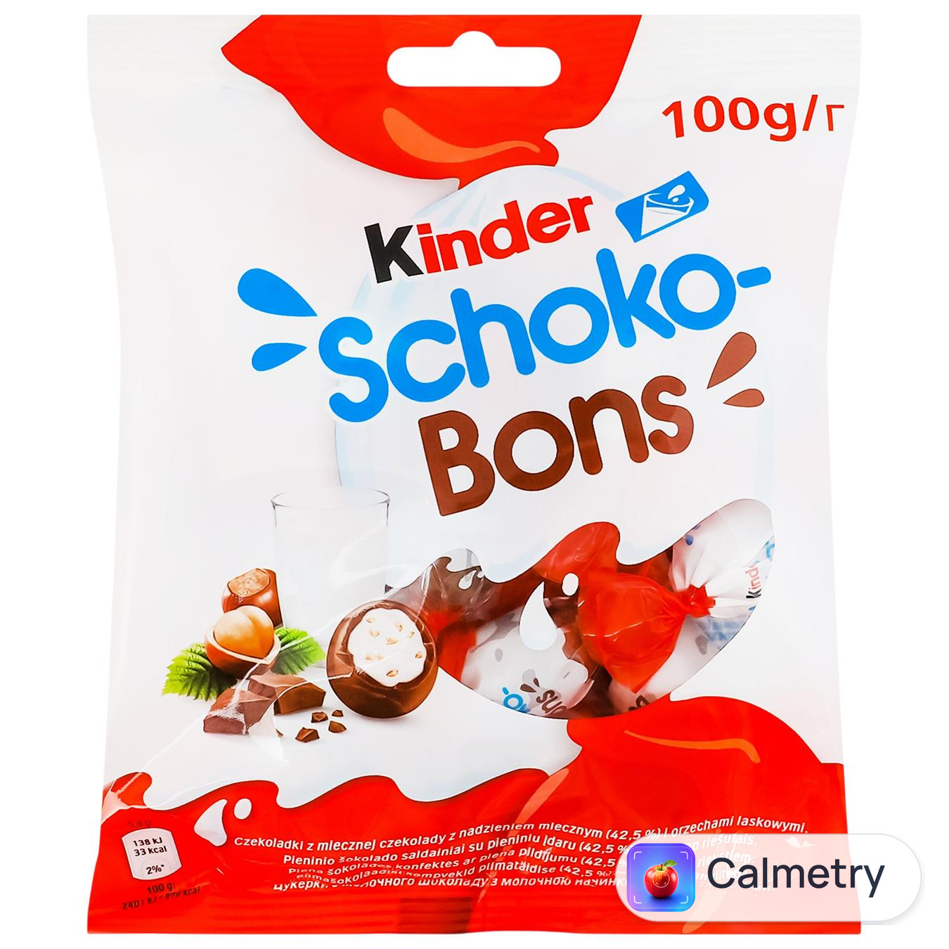 Цукерки Kinder Schoko Bons з молочною начинкою та горіхами 100г — фото продукту