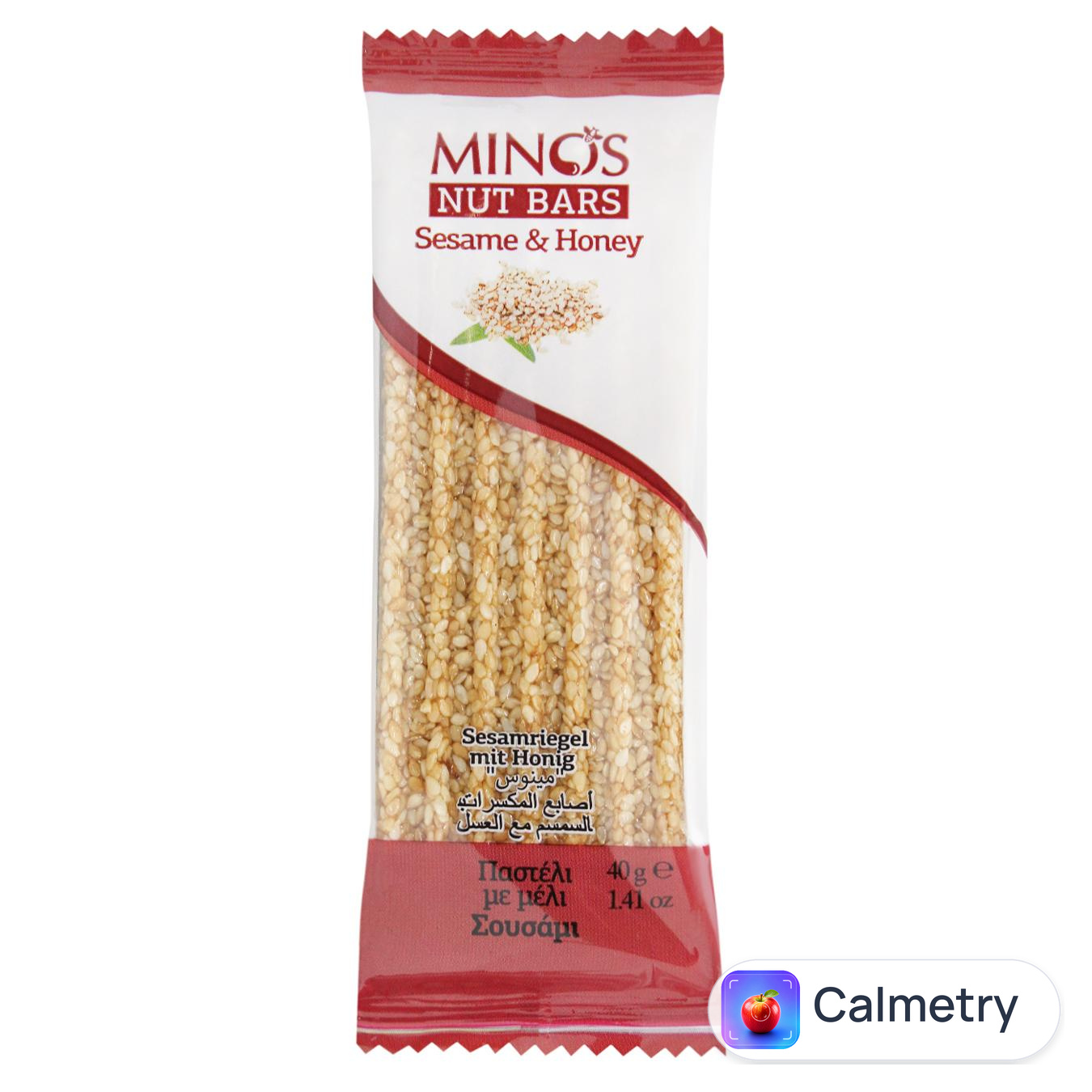 Батончик Minos з насінням кунжуту та медом 40г — фото продукту