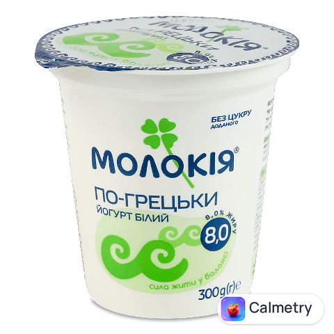 Йогурт «Молокія» білий по-грецьки густий 8%, стакан, 300г