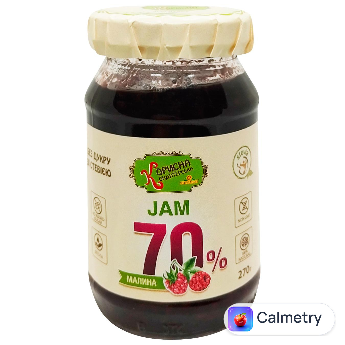 Джем Стевіясан Малина зі стевією 270г — фото продукту