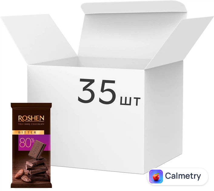 Упаковка чорного шоколаду Roshen Bitter 80% 85 г х 35 шт