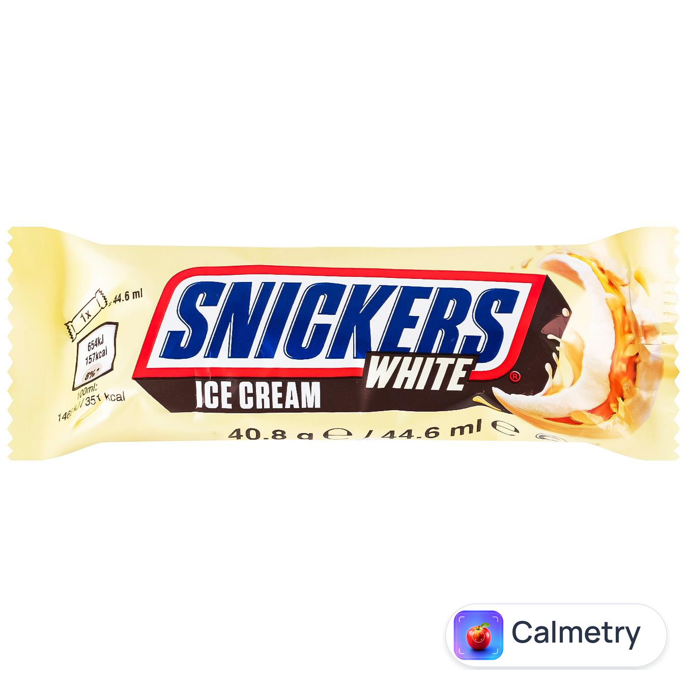 Морозиво Snickers White в глазурі з білого шоколаду 40,8г — фото продукту