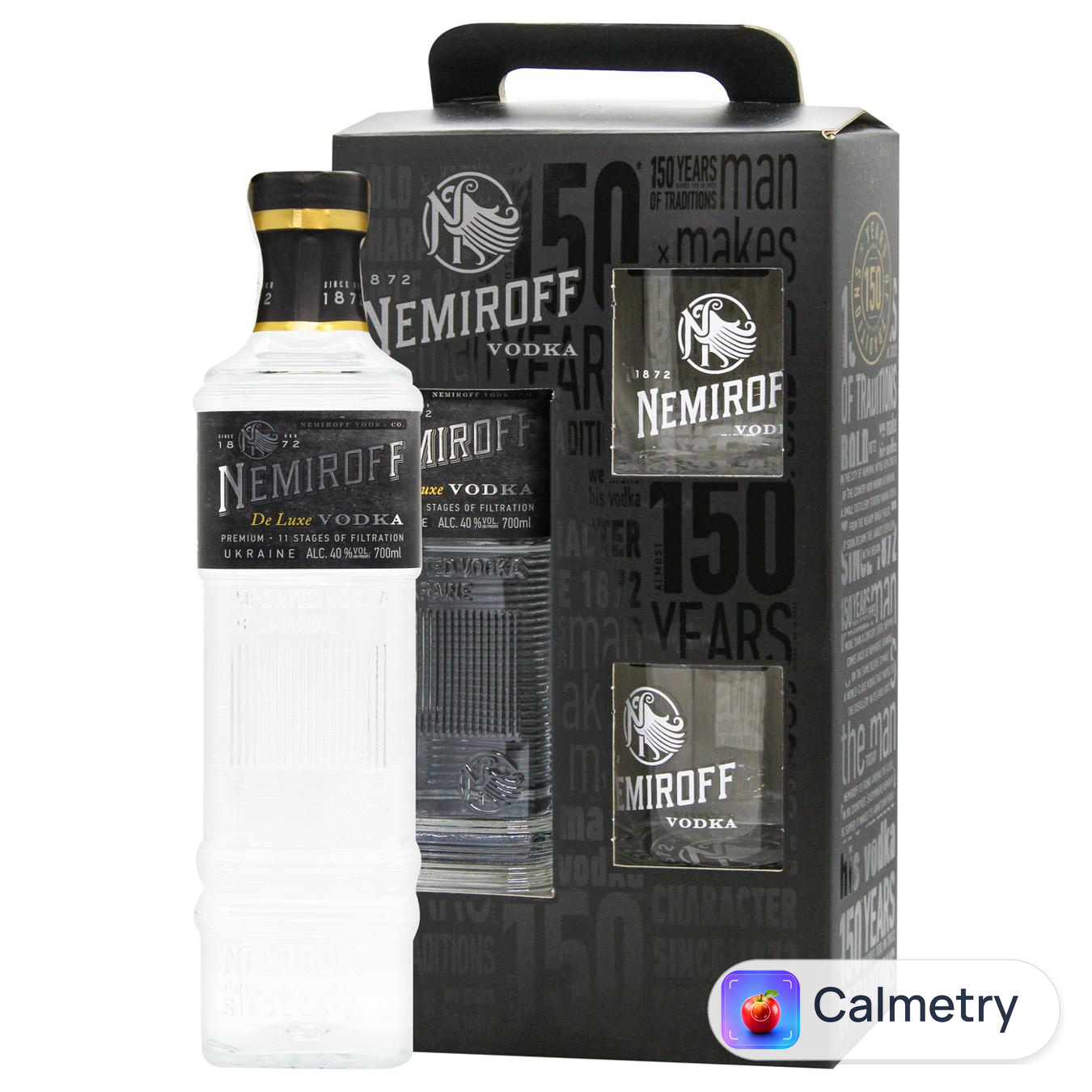 Горілка Nemiroff De Luxe 40% 0,7л та 2 стакани