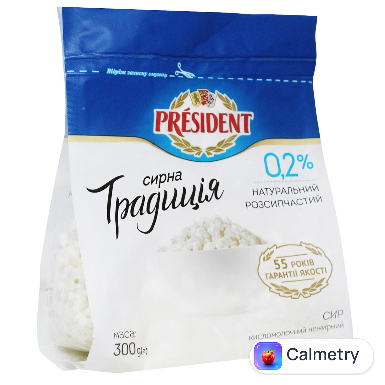Сир кисломолочний President Сирна традиція 0,2% 300г — фото продукту