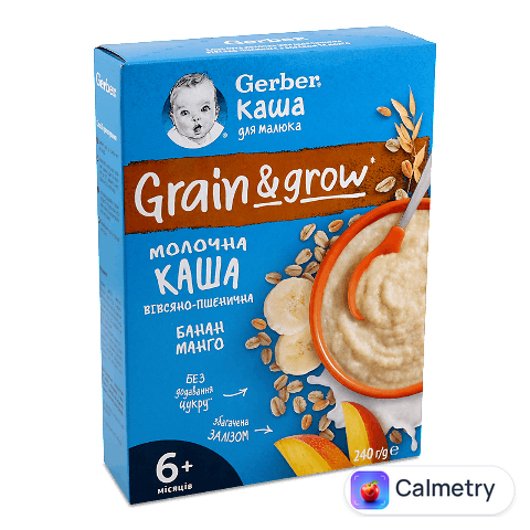 Каша вівсяно-пшенична Gerber молочна суха з бананом та манго, 240г