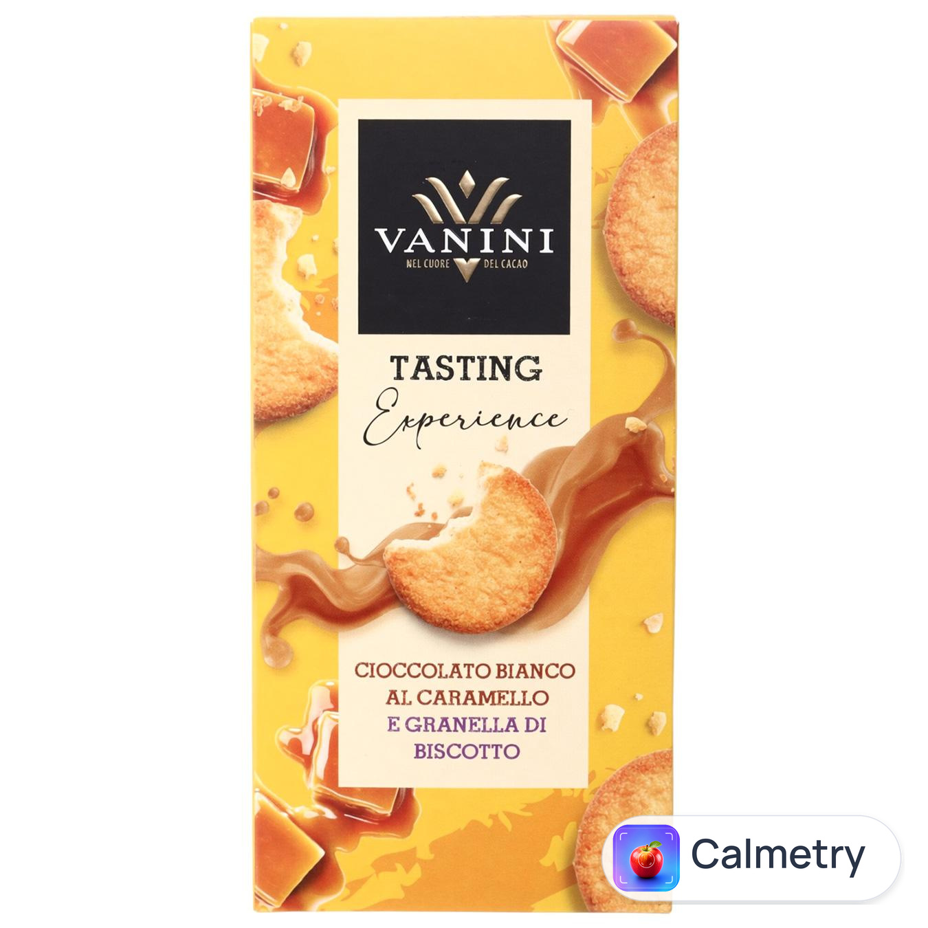 Шоколад білий Vanini Tasting Experience з карамелізованим цукром та подрібненим печивом 100г