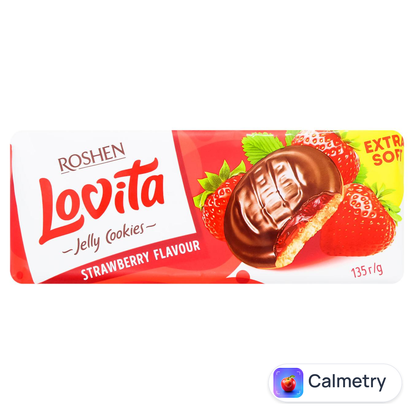 Печиво Roshen Lovita з желейною начинкою зі смаком полуниці 135г — фото продукту