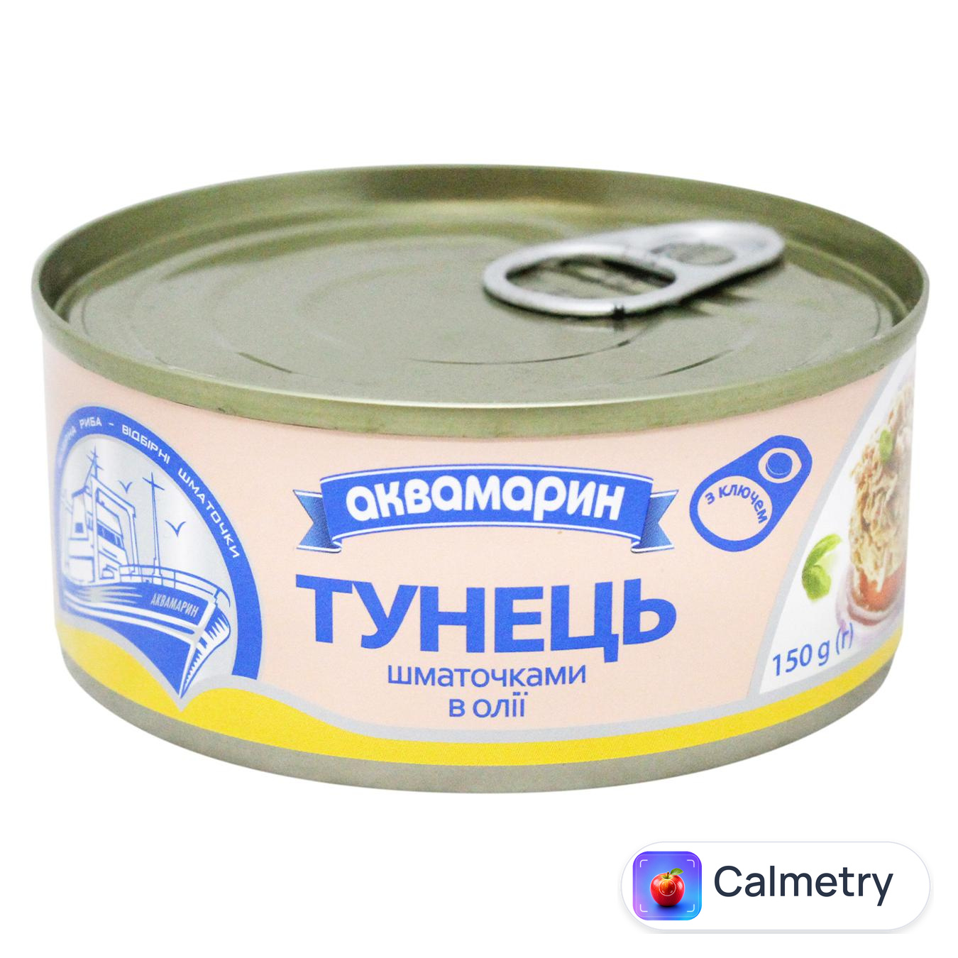 Тунець Аквамарин шматочками в олії 150г — фото продукту