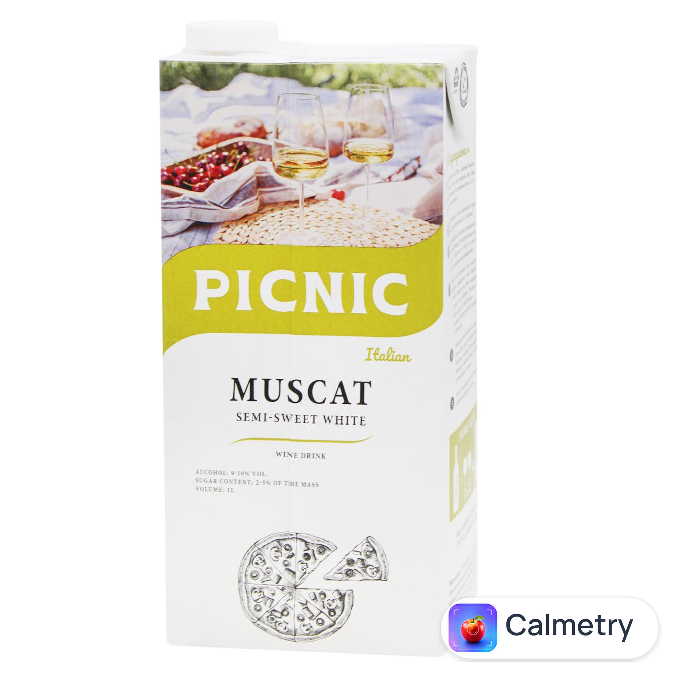 Напій винний Picnic Мускат біле напівсолодке 9-10% 1л — фото продукту
