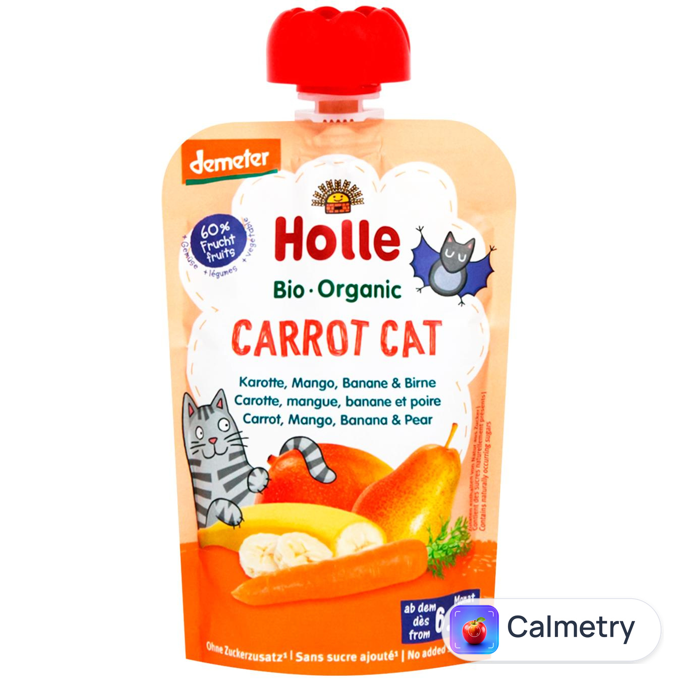 Пюре Holle Carrot Cat морква манго банан груша з 6 місяців 100г