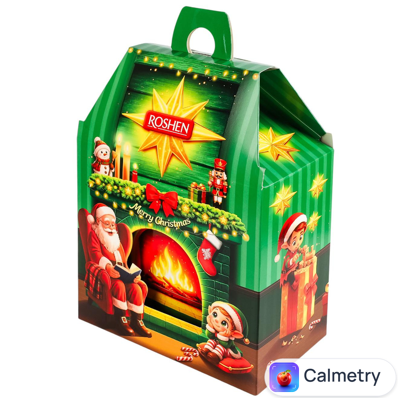 Набір солодощів новорічний Roshen Новорічний камін №10 664г — фото продукту