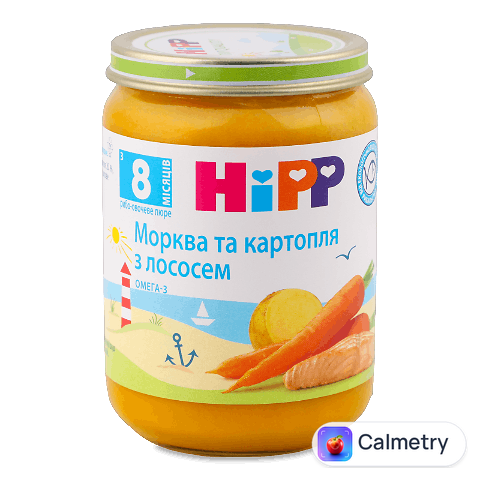 Пюре Hipp морква та картопля з лососем, 190г