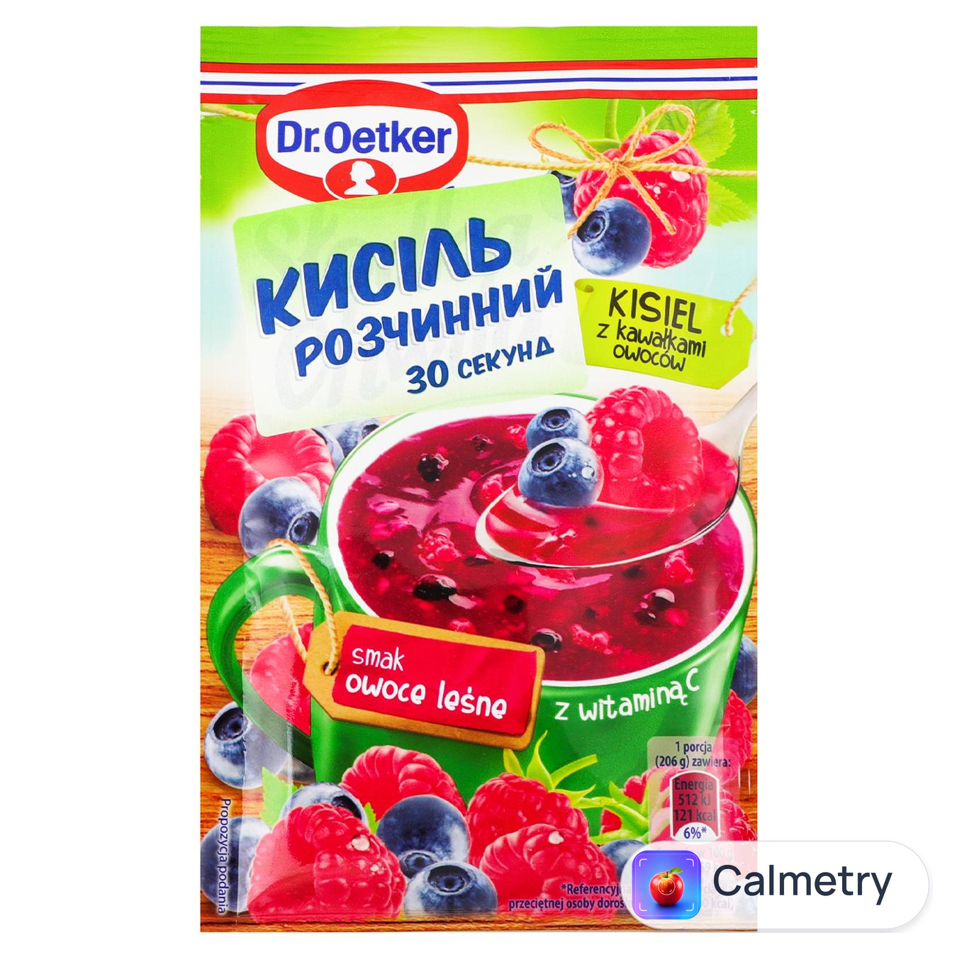 Кисіль Dr.Oetker Лісові ягоди та шматочки фруктів 32г — фото продукту
