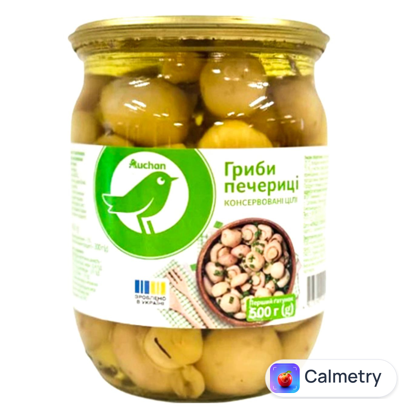 Печериці Auchan цілі консервовані 500г