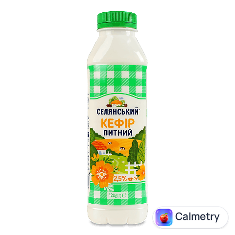 Кефір Селянський 2,5%, пляшка, 420г