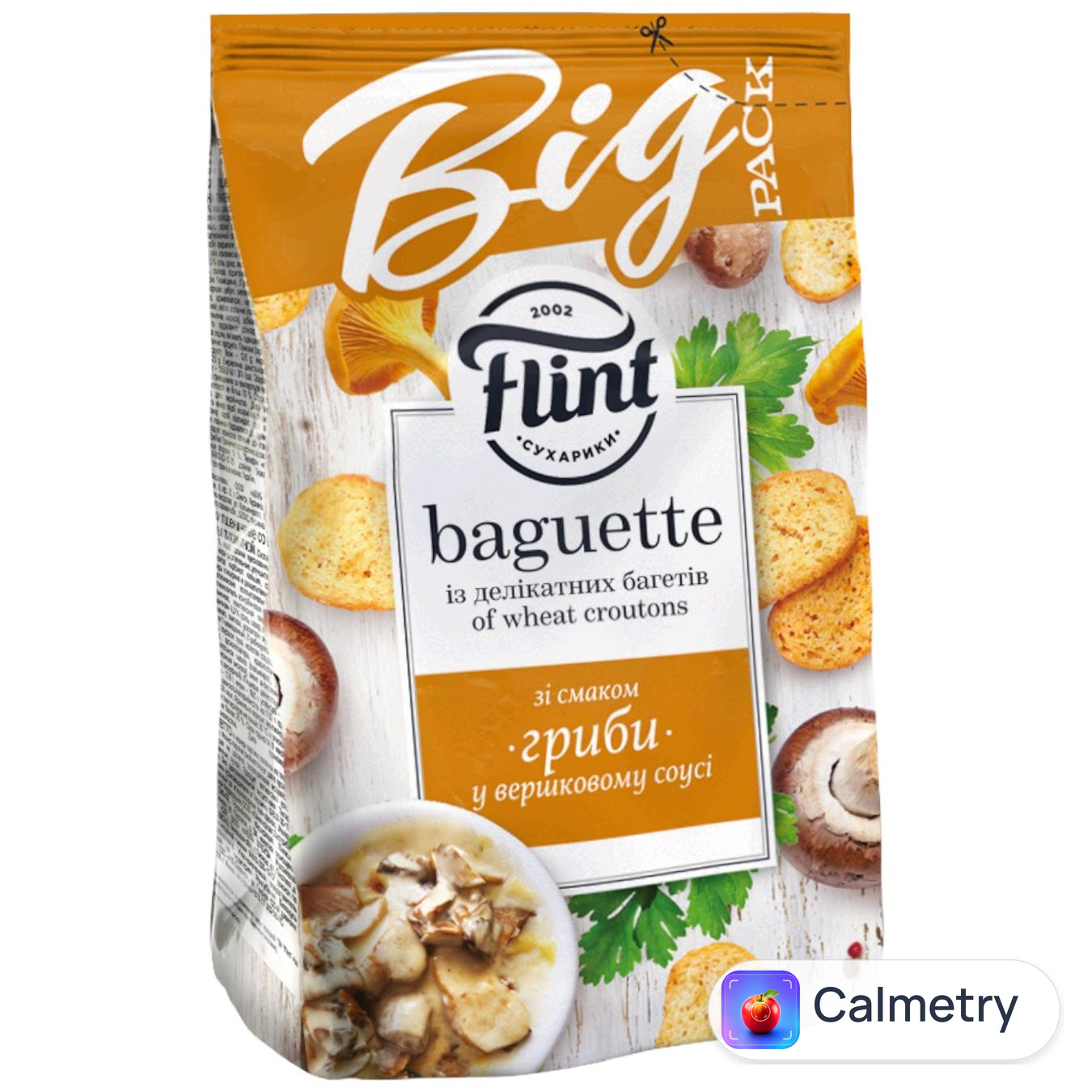 Сухарики Flint Baguette пшеничні зі смаком грибів у вершковому соусі 140г