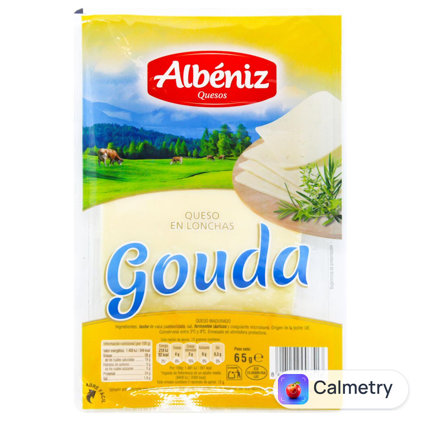 Сир Albeniz Gouda нарізаний 45% 65г