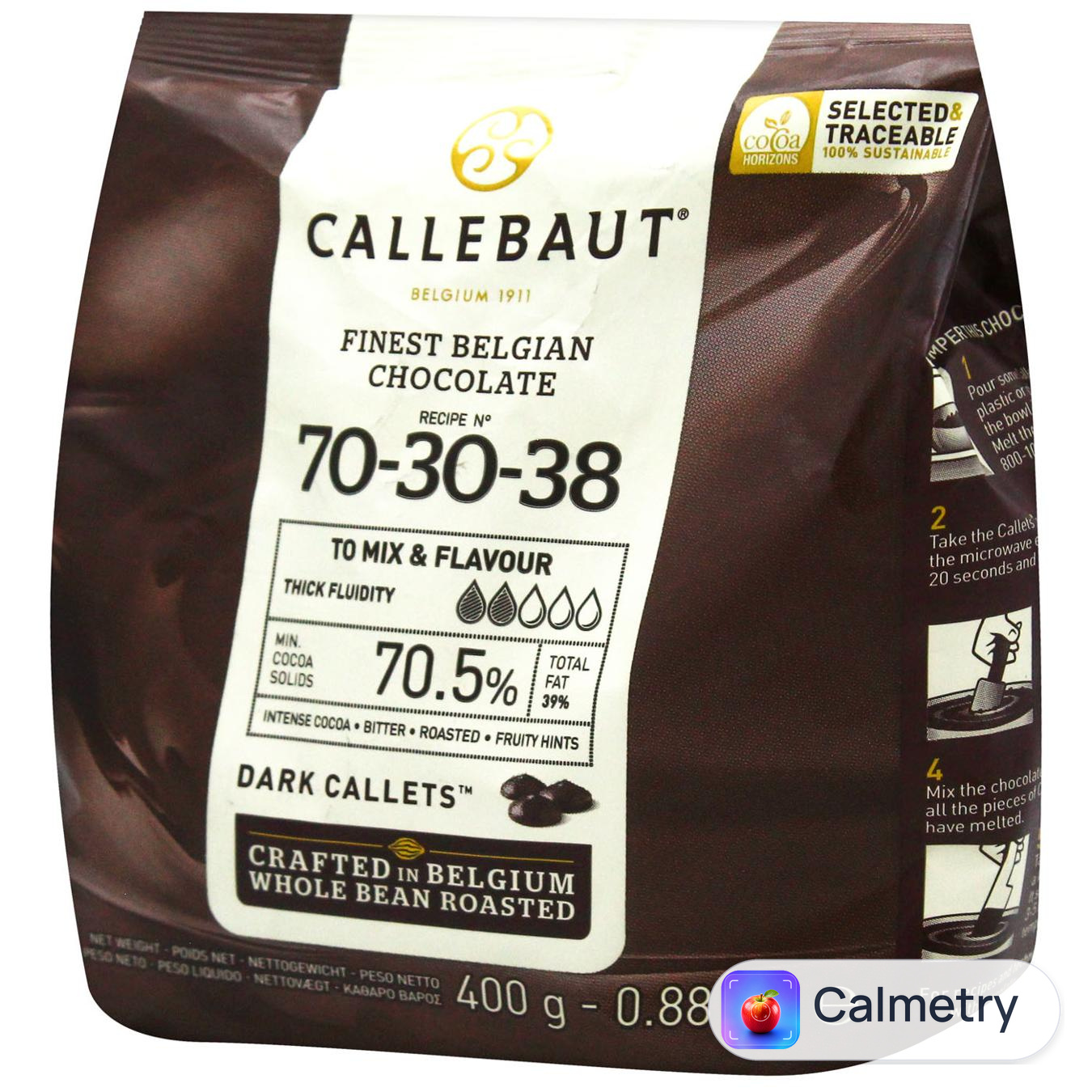 Шоколад чорний Callebaut Кувертюр 70,5% 400г