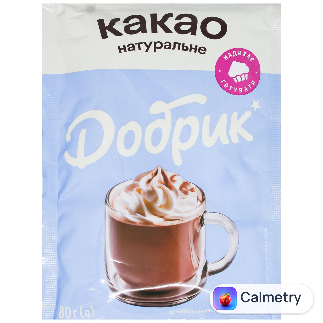 Какао-порошок Добрик зі зниженим вмістом жиру 80г — фото продукту