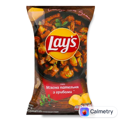 Чипси Lay's зі смаком м'ясної пательні з грибами