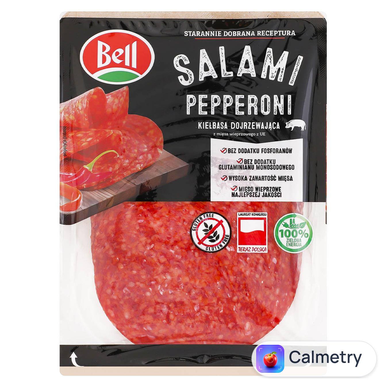Ковбаса Bell Салямі Пепероні нарізана сирокопчена 100г — фото продукту