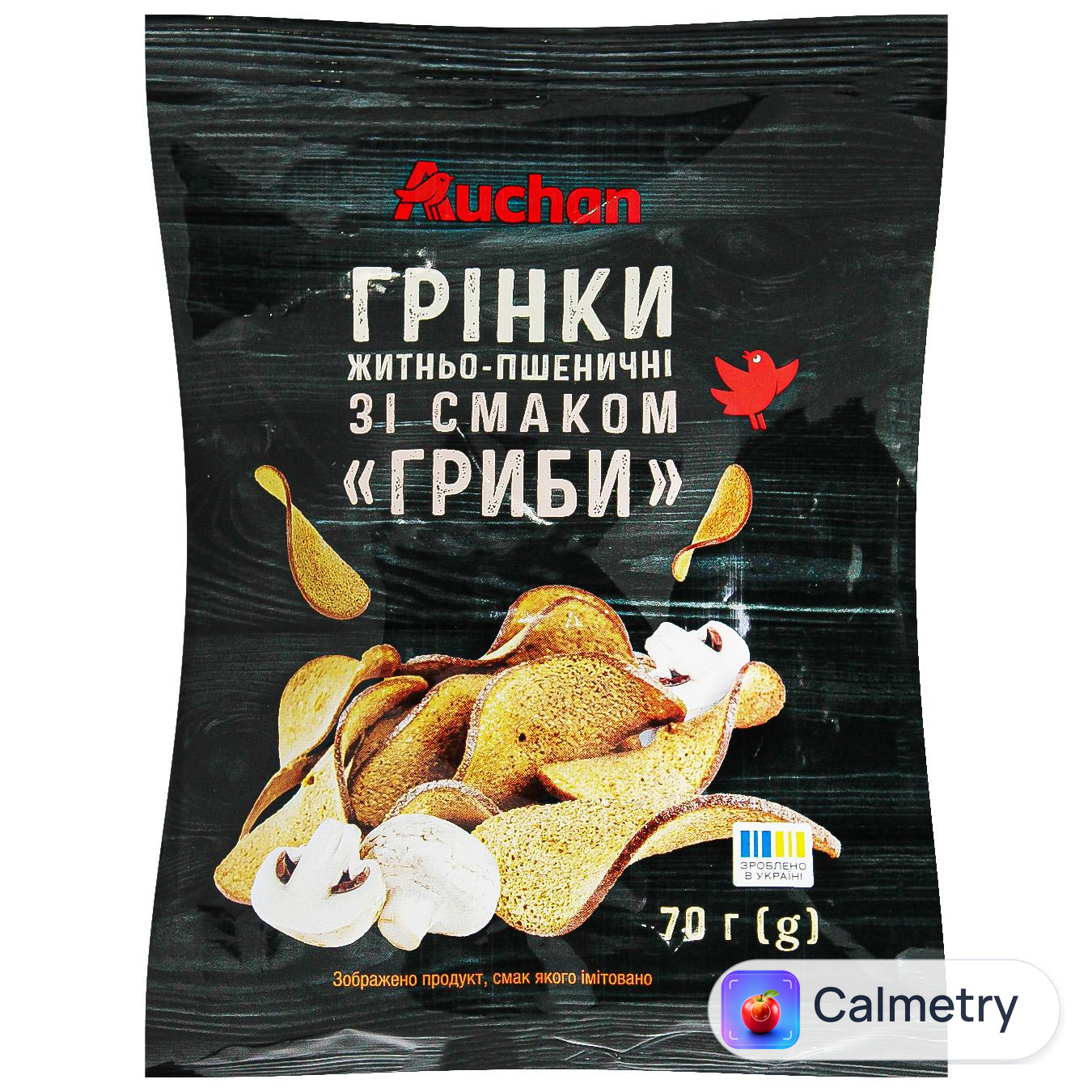 Грінки Auchan житньо-пшеничні зі смаком Гриби 70г