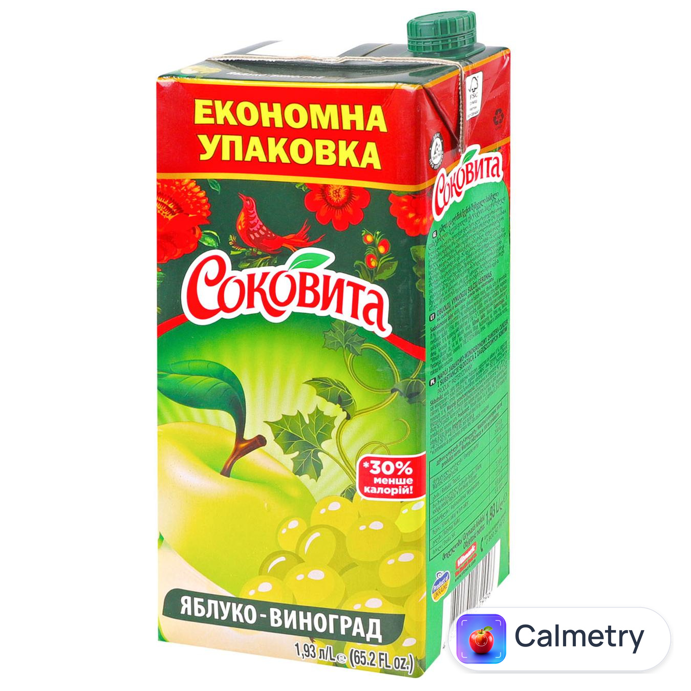 Напій соковий Соковита яблучно-виноградний 1,93л