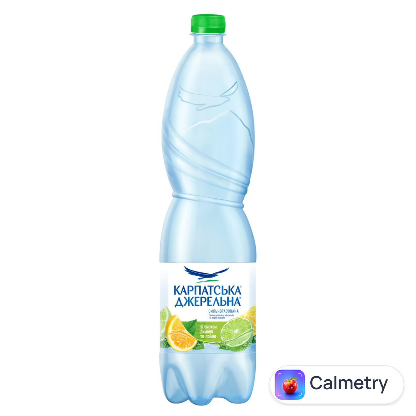 Вода мінеральна Карпатська Джерельна лимон-лайм сильногазована 1,5л — фото продукту
