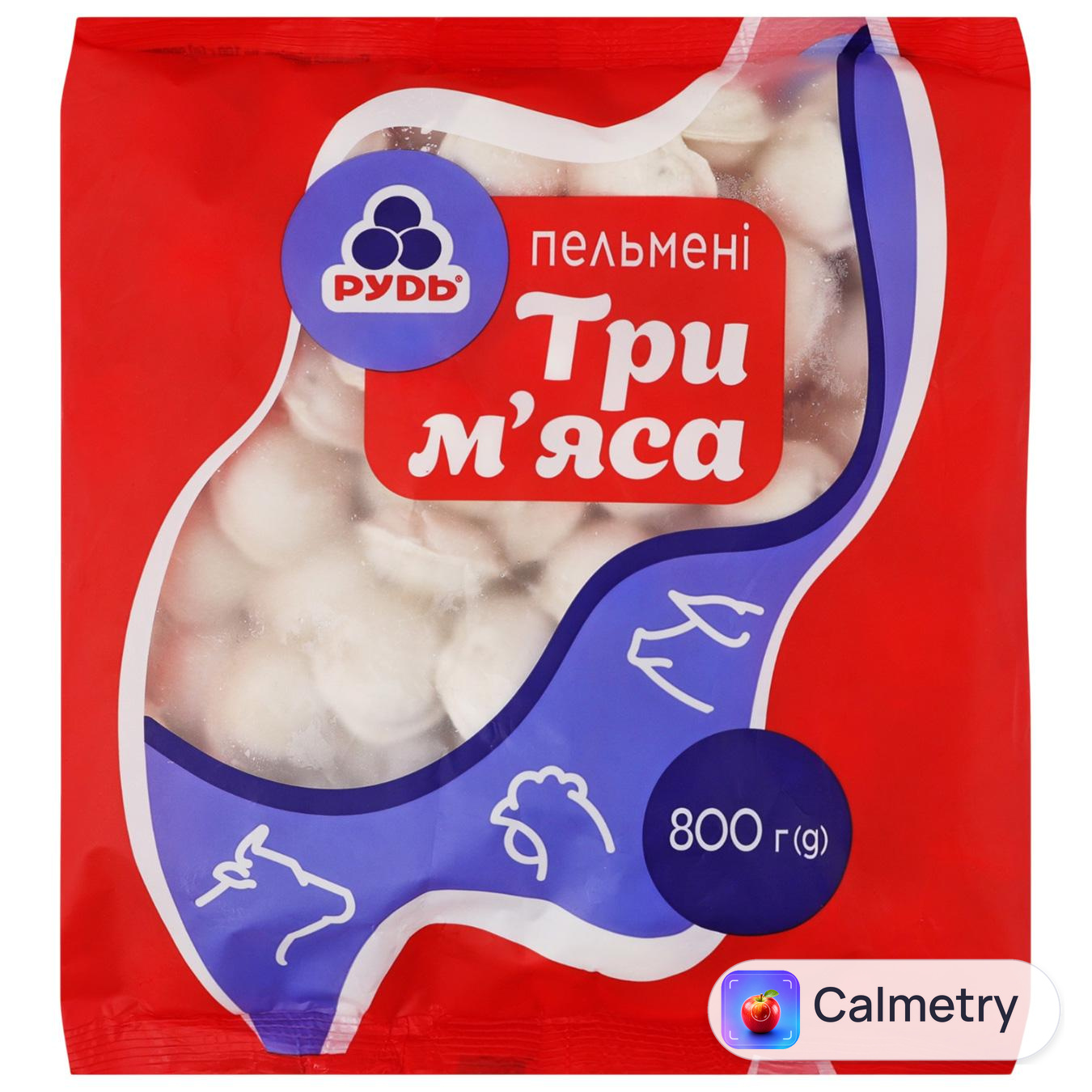 Пельмені Рудь Три м'яса 800г — фото продукту
