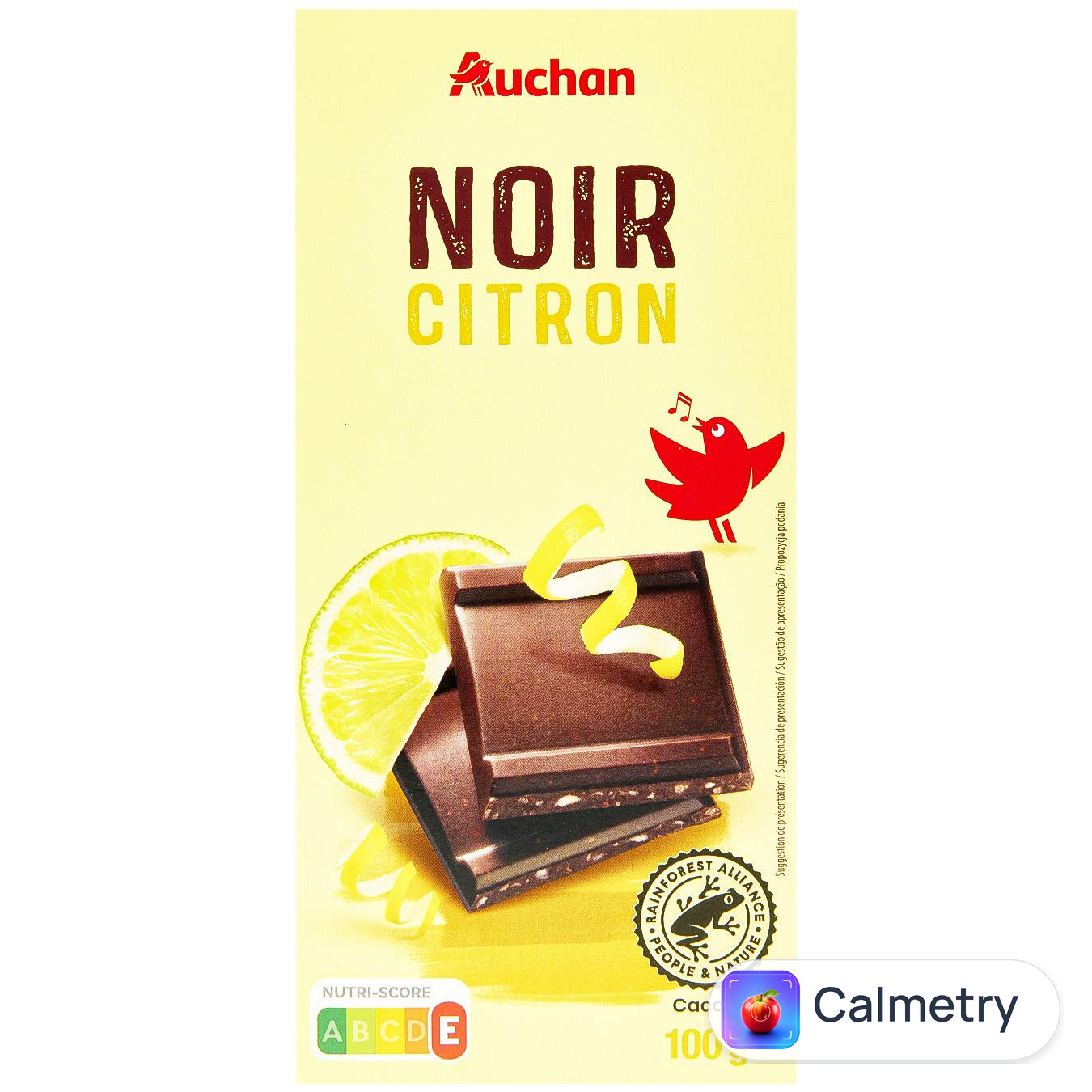Шоколад чорний Auchan з цедрою лимону 100г