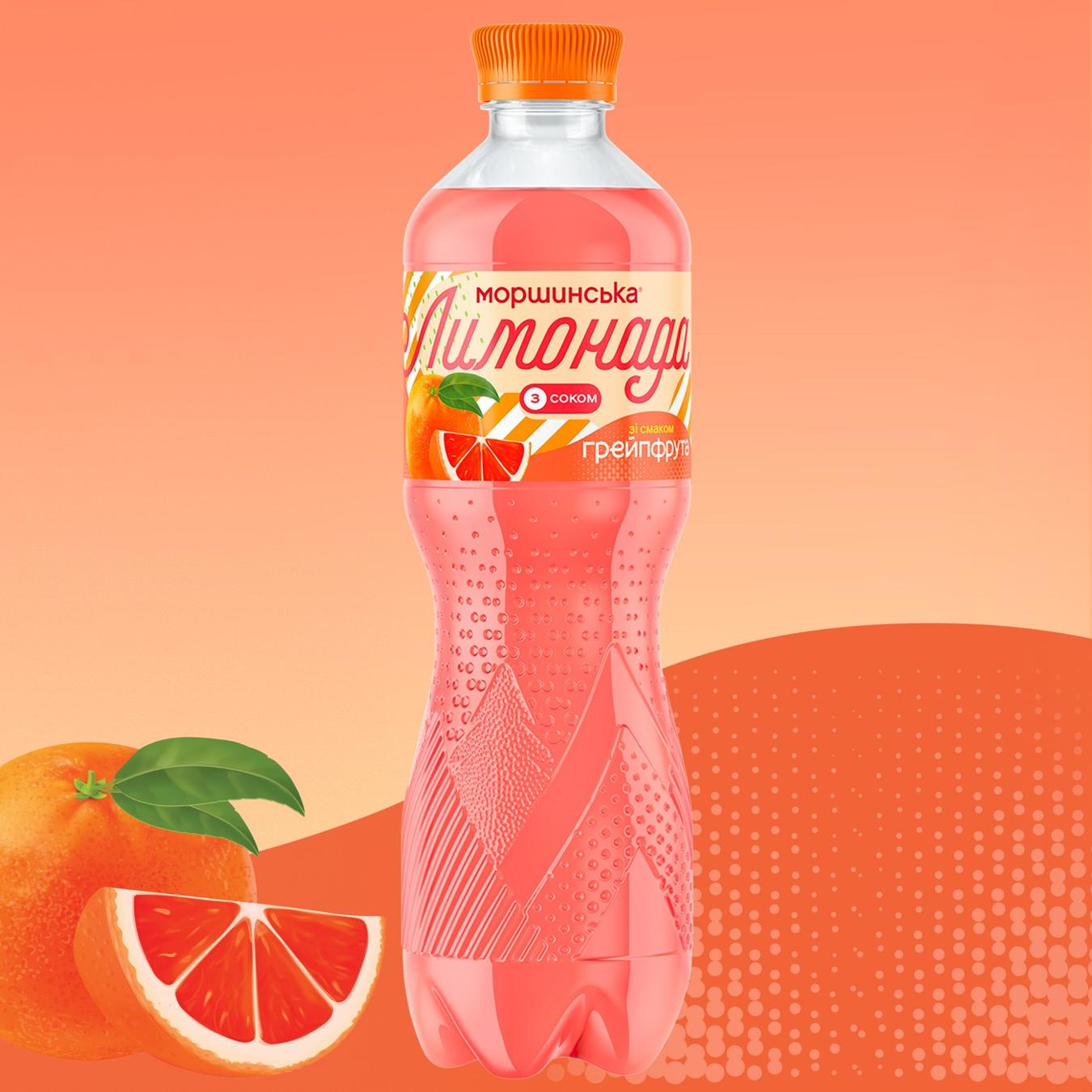 Напій газований Моршинська Лимонада грейпфрут 0,5л — фото продукту