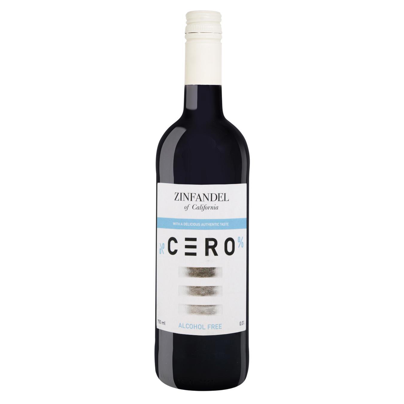 Напій винний Cero Zinfandel червоний безалкогольний 0,75л — фото продукту