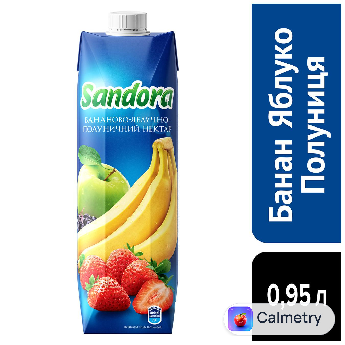Нектар Sandora бананово-яблучно-полуничний 0,95л — фото продукту
