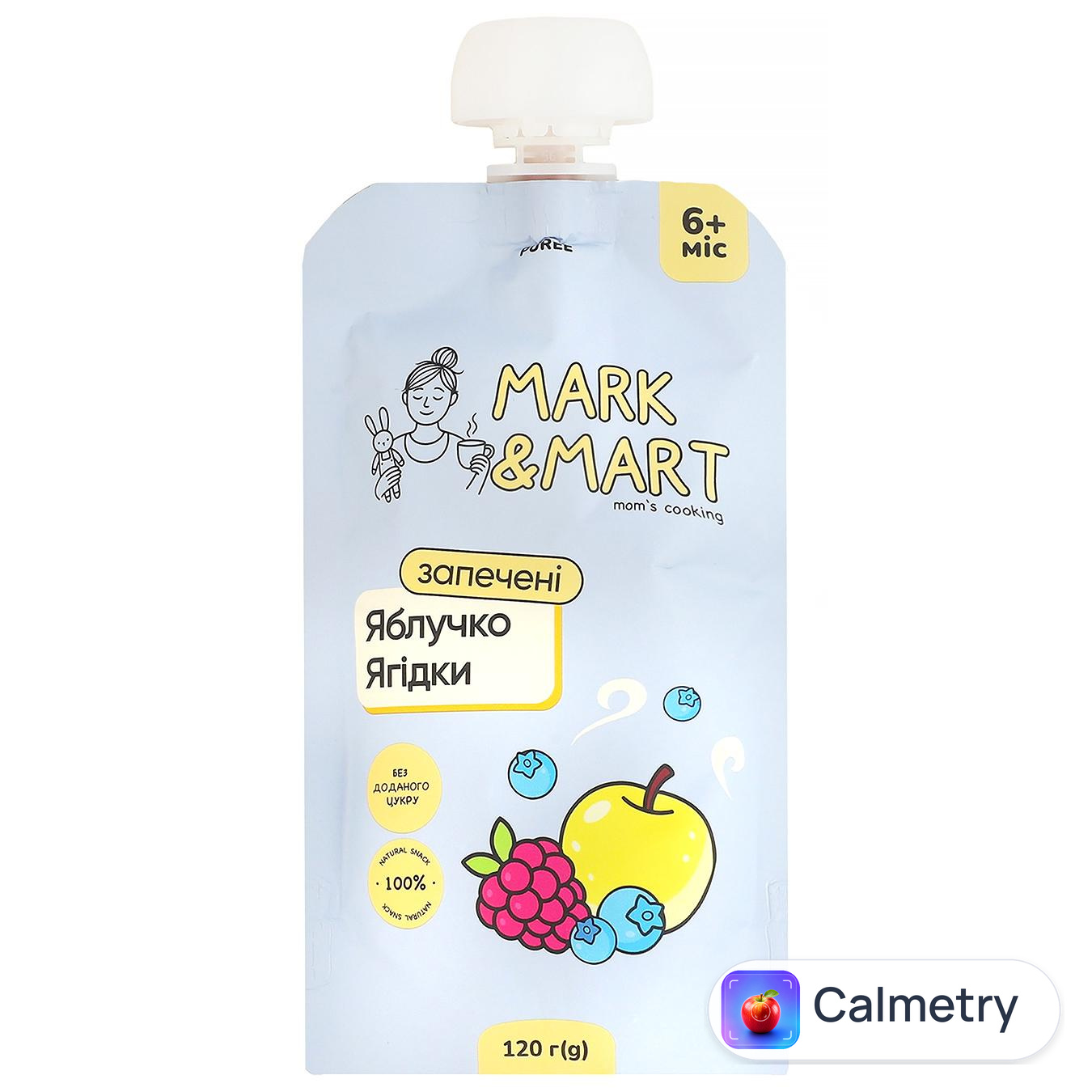 Пюре фруктове Mark&Mart Запечене яблучко і ягідки 120г