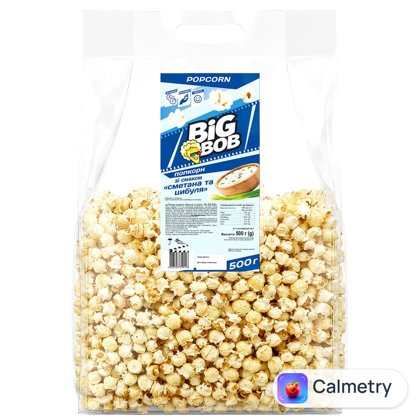 Попкорн Big Bob зі смаком Сметана та цибуля 500г