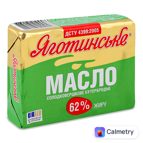 Масло солодковершкове Яготинське бутербродне 62%, 180г