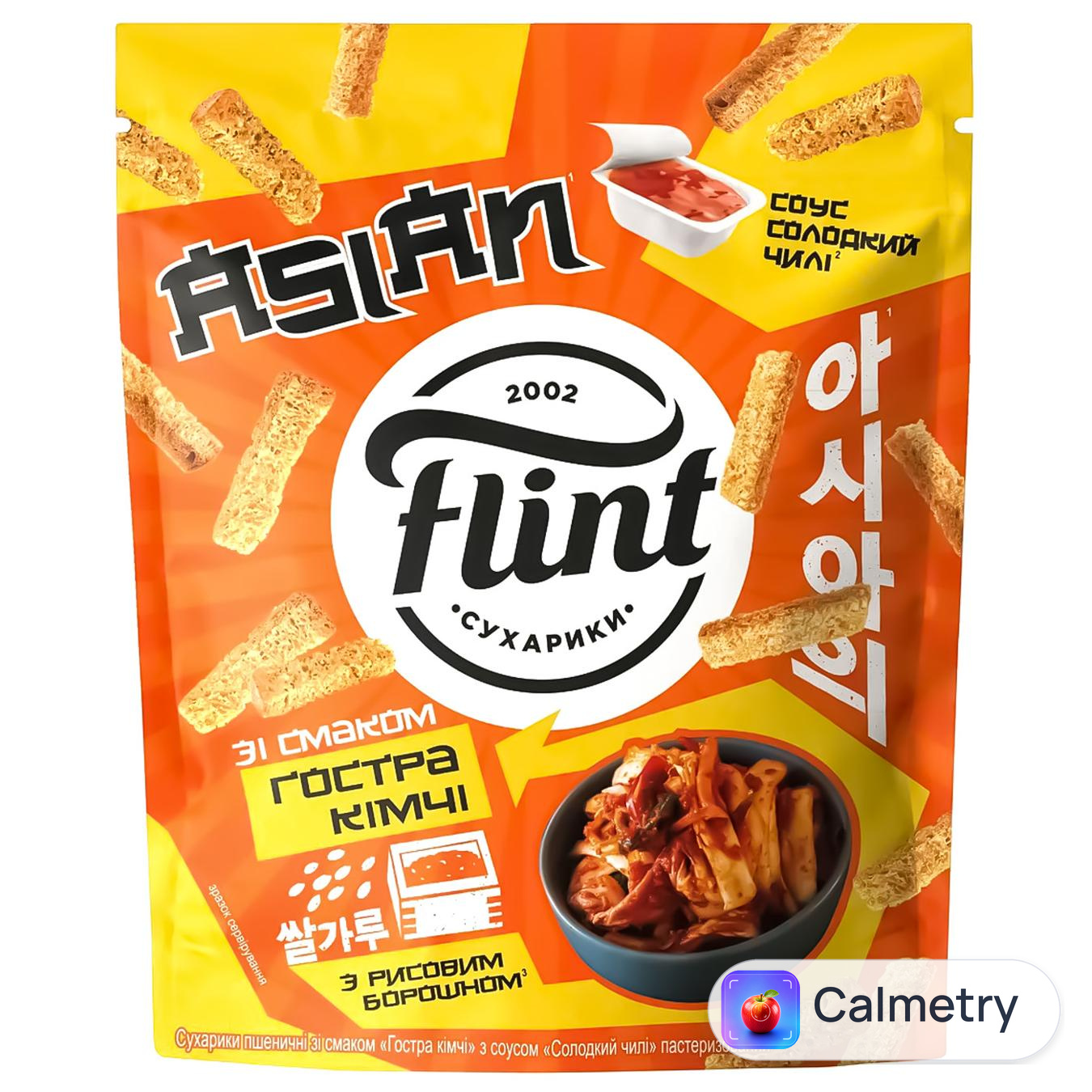 Сухарики Flint Asian пшеничні зі смаком Гостра кімчі 60г + соус Солодкий чилі 15г