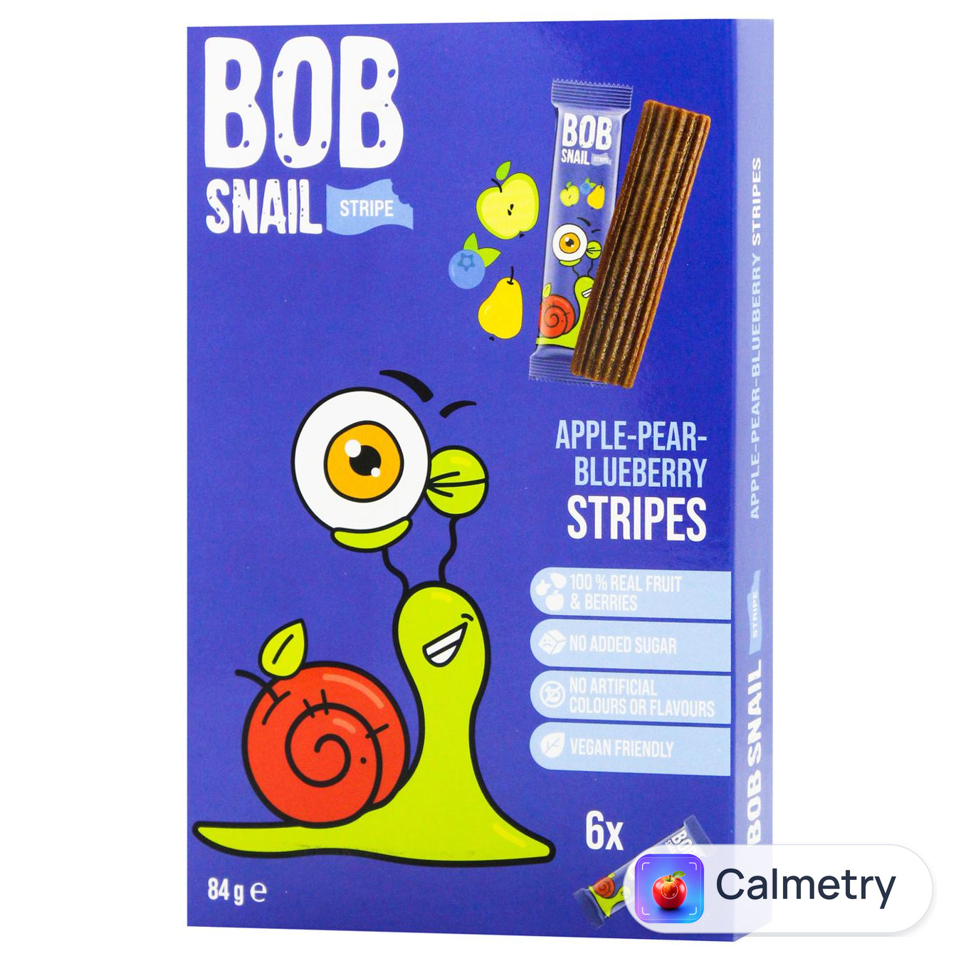 Цукерки Bob Snail яблучно-грушево-чорничний страйп 84г — фото продукту