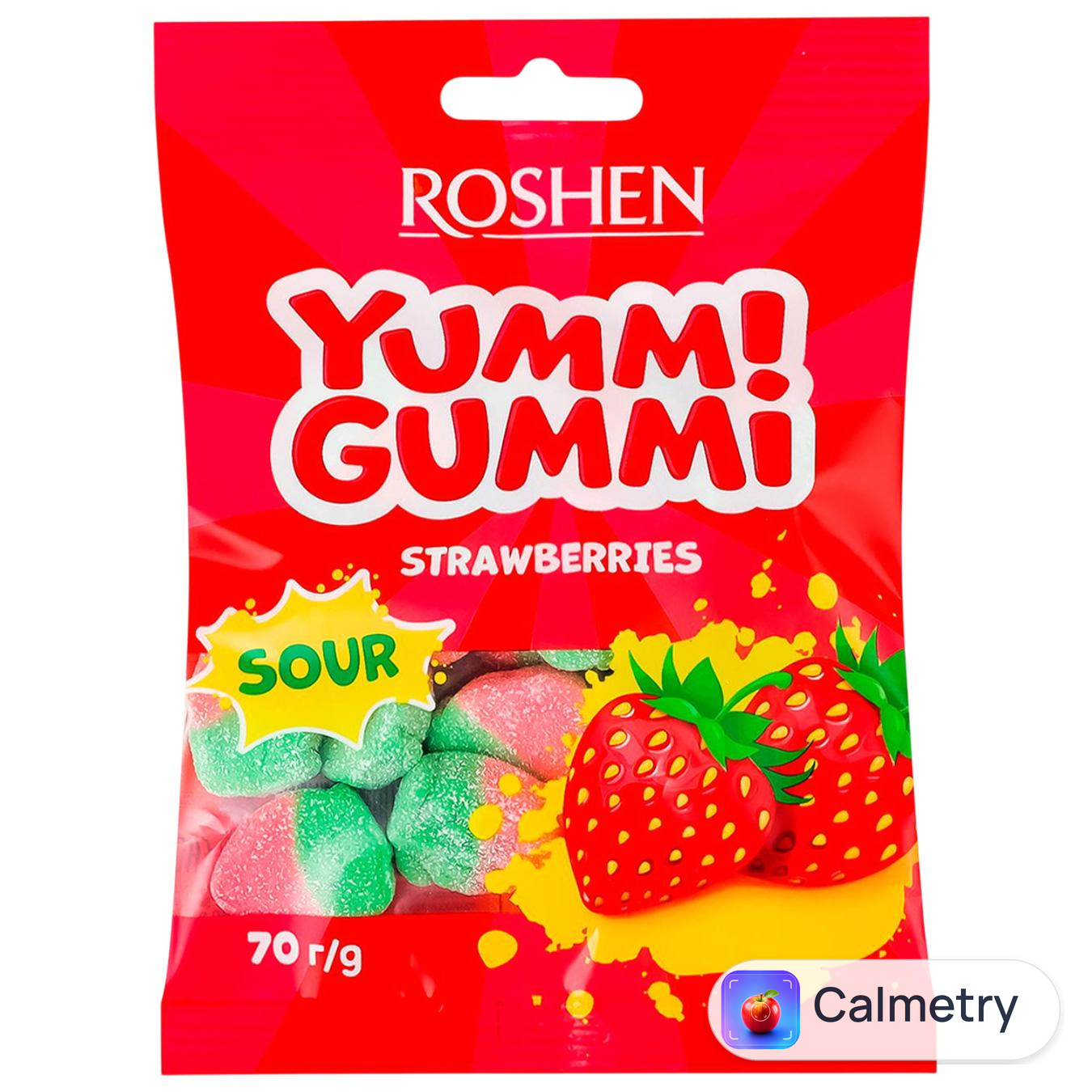 Цукерки Roshen Yummi Gummi Sour Полуниця 70г