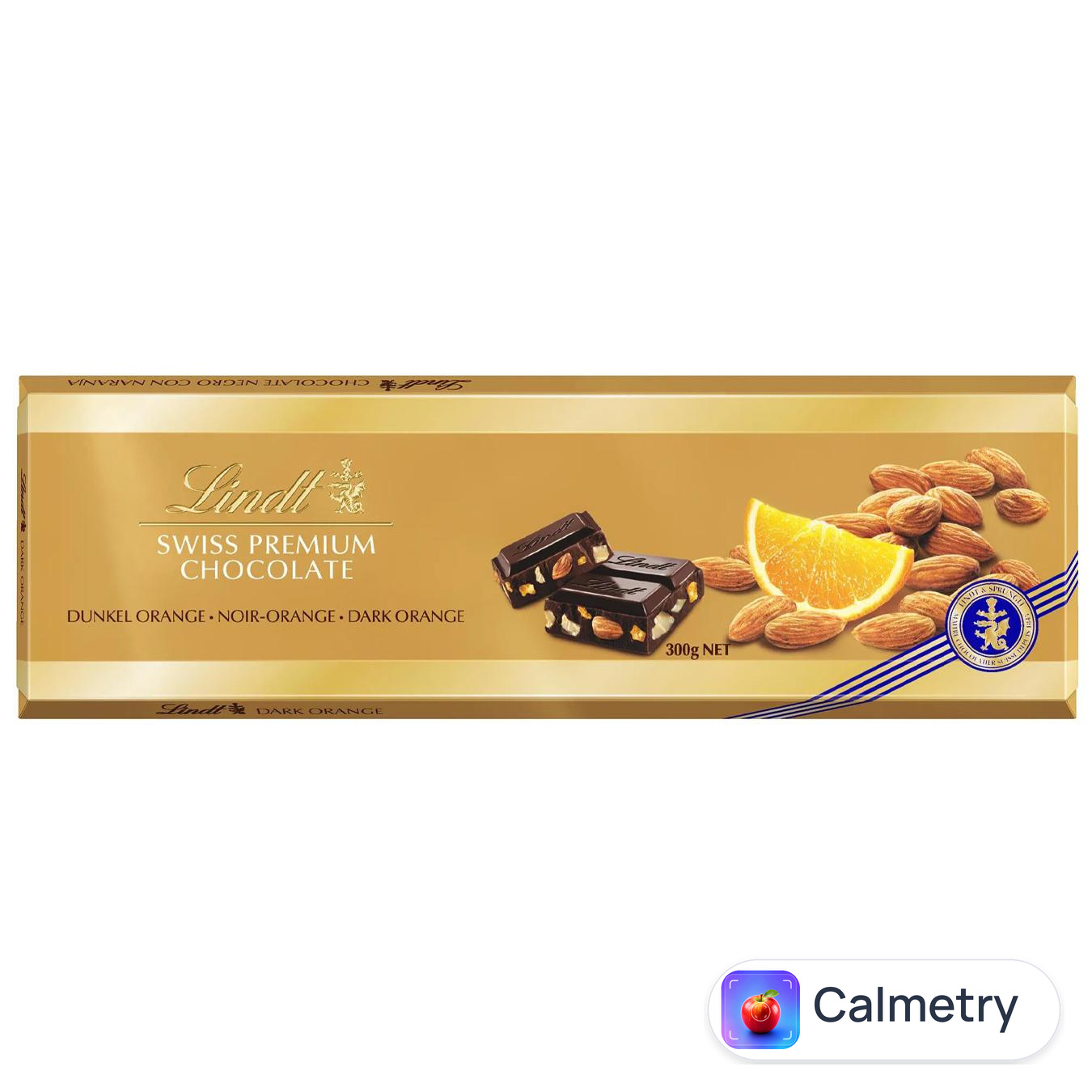 Шоколад чорний Lindt Голд з апельсином та шматочками мигдалю 300г