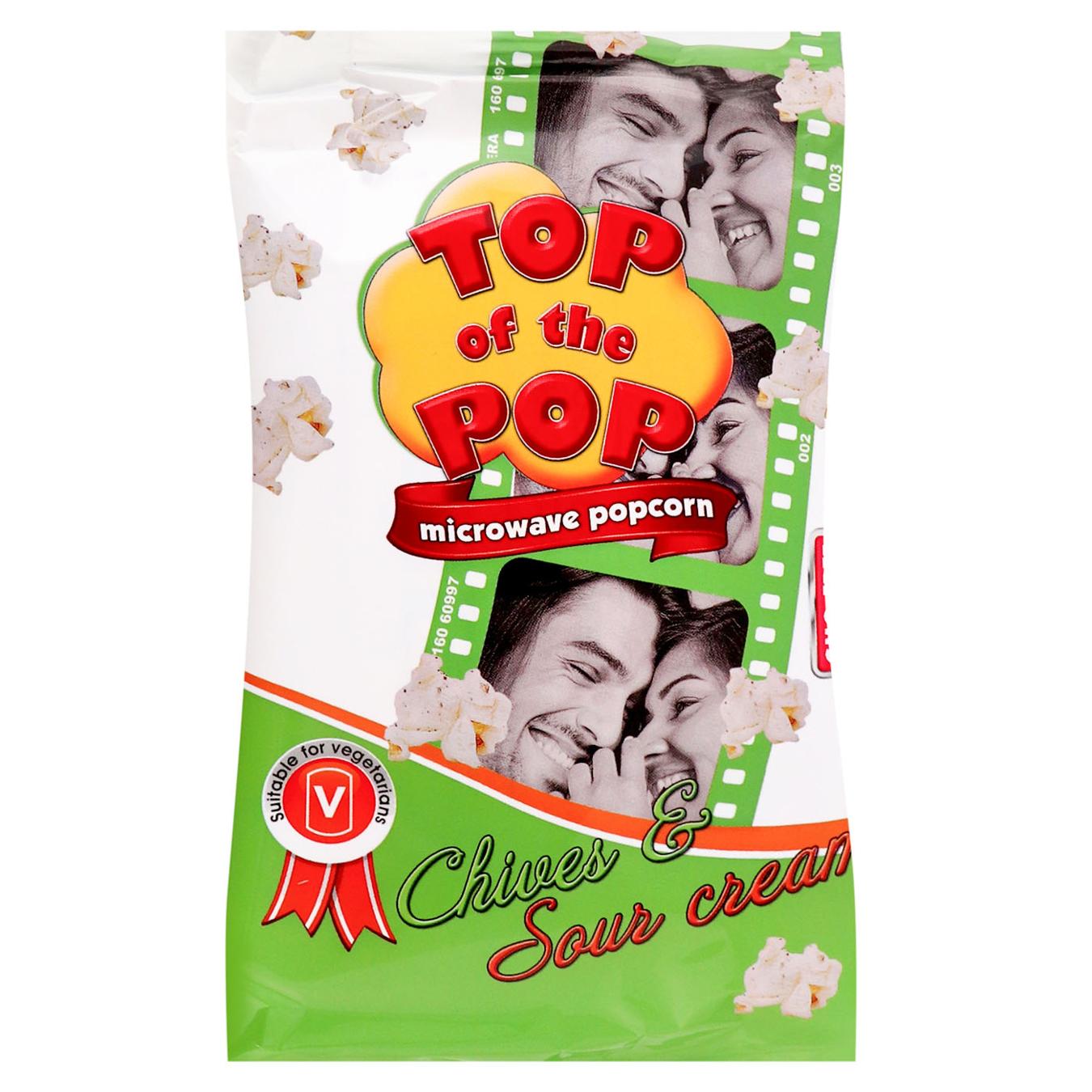 Попкорн Top of the Pop зі смаком зеленої цибулі та сметани для мікрохвильовоі печі 100г — фото продукту