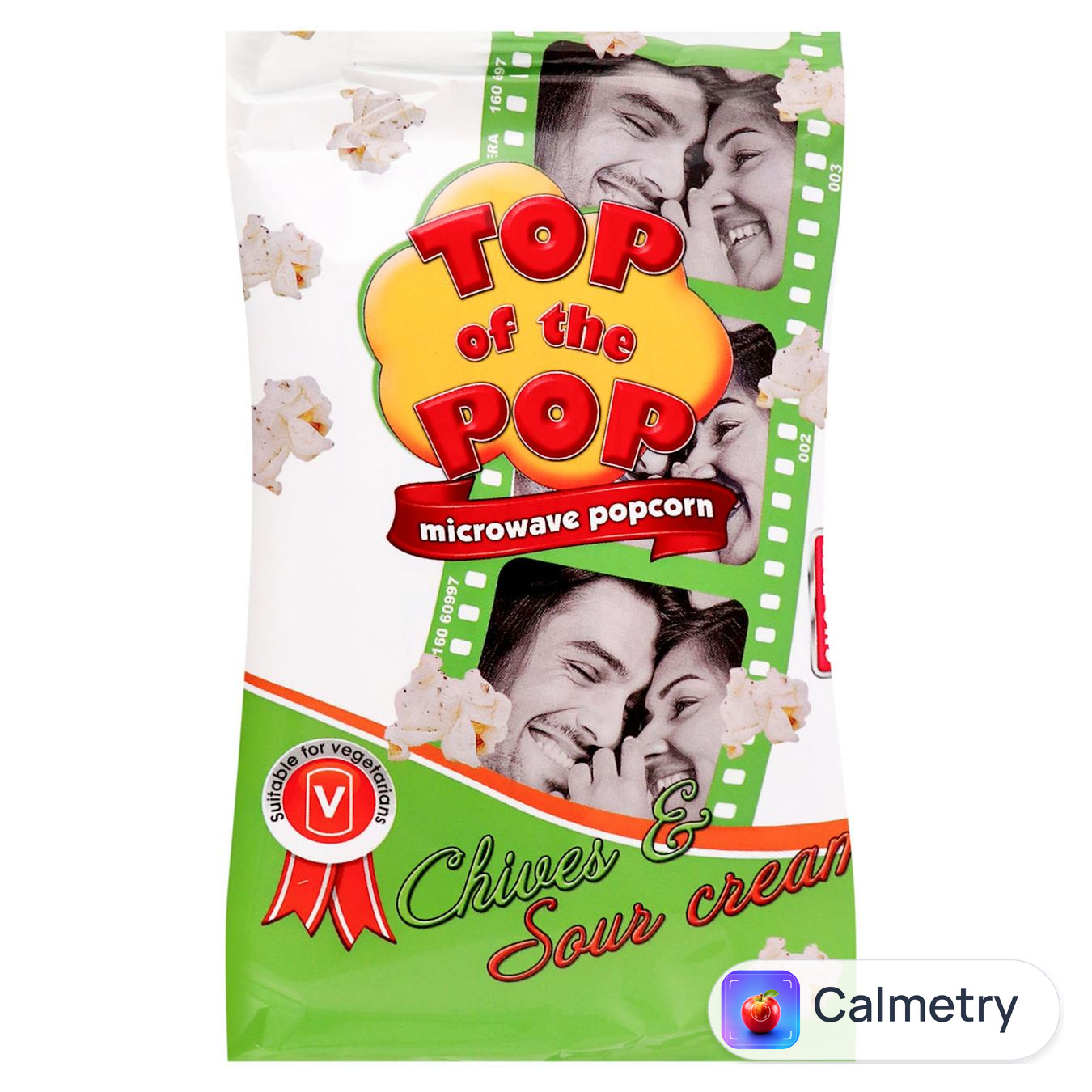 Попкорн Top of the Pop зі смаком зеленої цибулі та сметани для мікрохвильовоі печі 100г — фото продукту