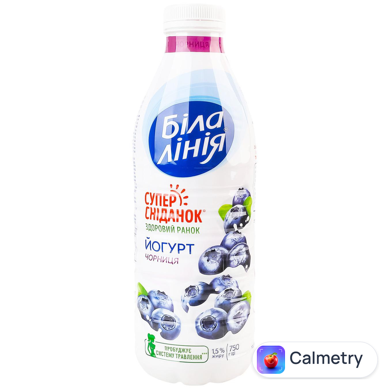 Йогурт Біла Лінія Чорниця 1,5% 750г